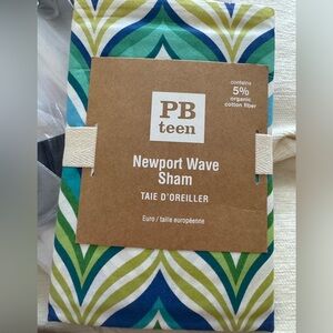 Pottery Barn Teen ~Newport Wave~ EURO Pillow Sham - Blue Green WAVES (2 Avail)